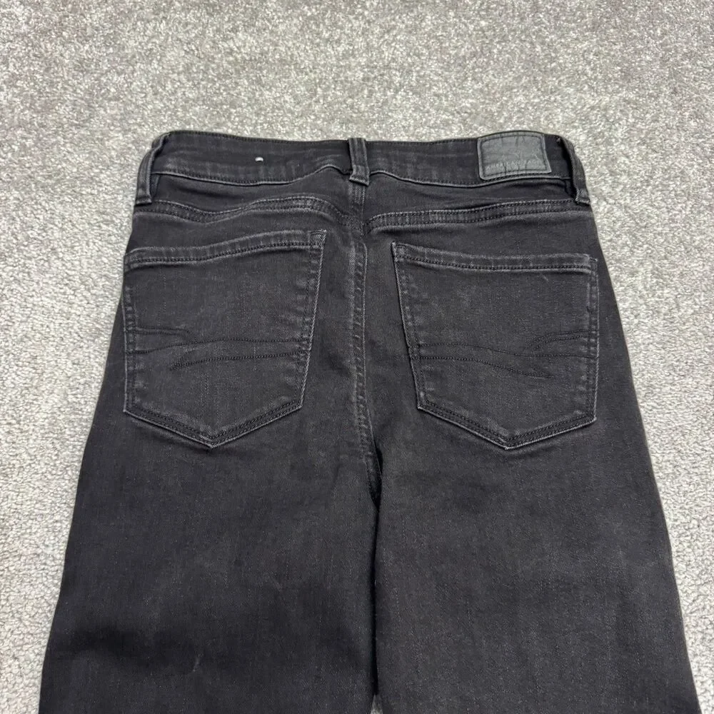 American Eagle Festival Flare Next Level Stretch Denim Jeans Women 2 Short Black